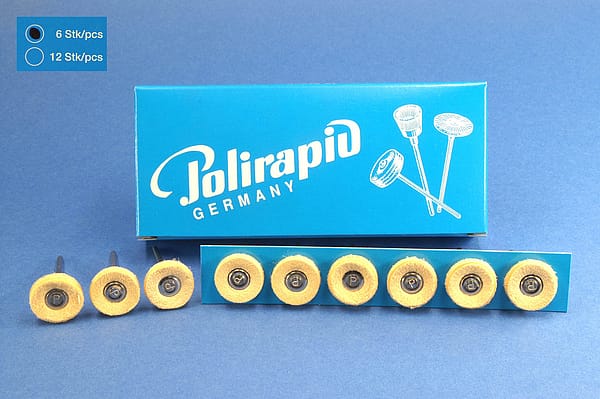 Miniaturbürsten mit Handstück, Lederscheibchen, Ø 17 mm, 100/17 mm H, 6 Stück MBH 00 100