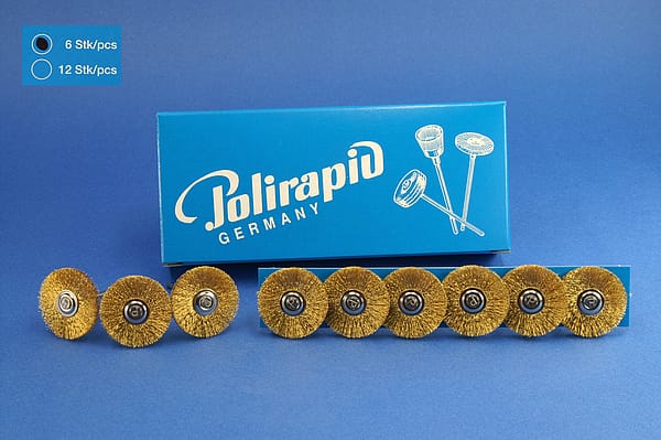 Miniaturbürsten mit Handstück, Messingdraht, Ø 25 mm, 115/25 mm H, 6 Stück MBH 58 500