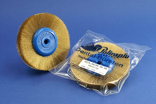 Rundbürste Messingdraht 0,08 mm mit KK, Ø 80 mm – POLIRAPID – DR. MONTEMERLO GMBH & CO KG, Polierscheiben und -streifen
