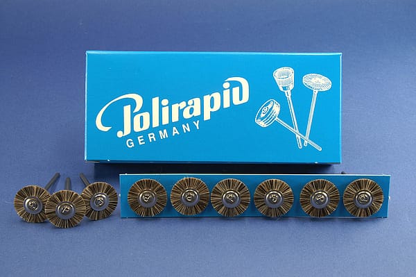 Miniaturbürsten mit Handstück, Ziegenhaar grau, Ø 19 mm, 113/19 mm H, 12 Stück MBH 13 200 – POLIRAPID – DR. MONTEMERLO GMBH & CO KG, Polierbürsten, Schwabbeln
