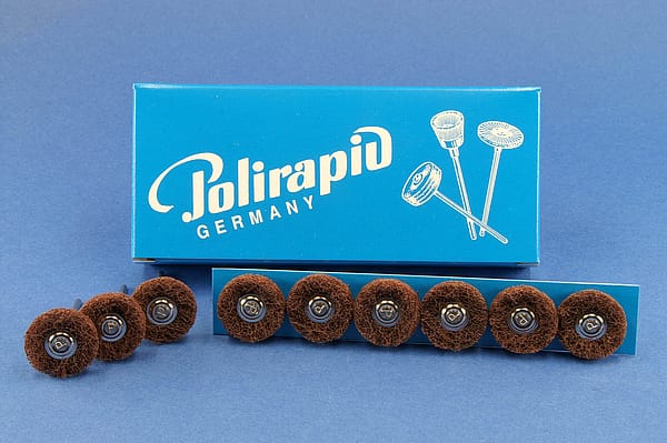 Miniaturbürsten mit Handstück, 1 Scheibe 3M Scotch-Brite™ grob – POLIRAPID – DR. MONTEMERLO GMBH & CO KG, Polierscheiben und -streifen