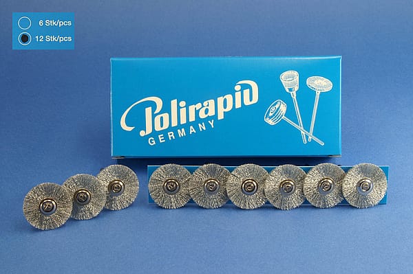 Miniaturbürsten mit Handstück, Silberdraht, Ø 25 mm, 117/25 mm H, 12 Stück MBH 78 501