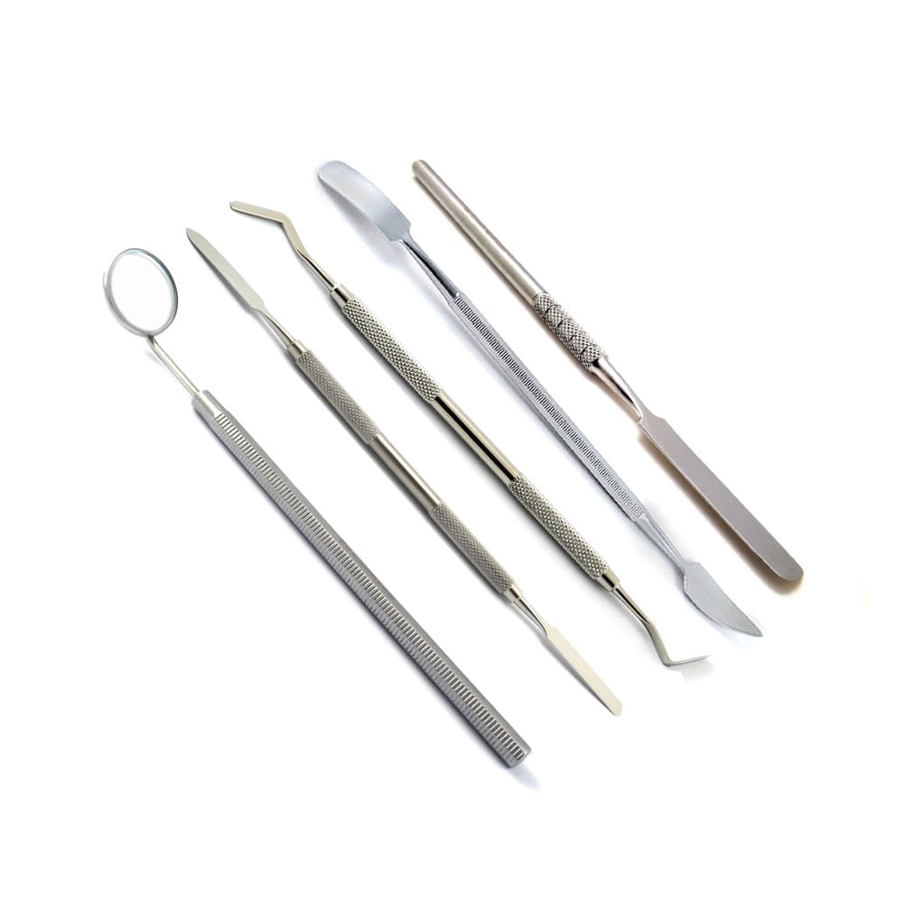 Sortiment Amalgammischspatula, Zementspatula Heidman Gritman, Mundspiegel mit Griff – Precision Dental, Heidemannspatel