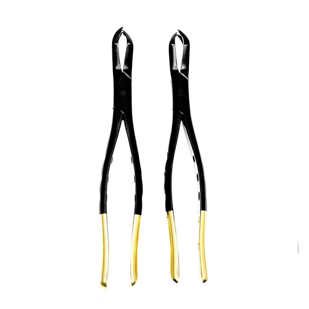 Extraktionszangen-Set Fig. 88R – 88L Oberkiefer Molaren SCHWARZ-GOLD – Precision Dental, Extraktionszangen