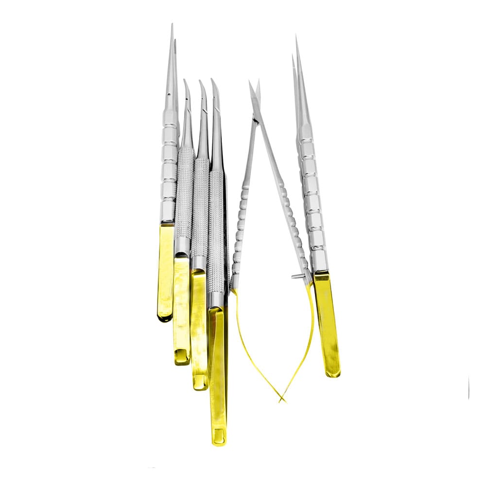 Mikrochirurgie Nadelhalter-Schere-Pinzetten-Set CVD – Premium Kollektion gebogener chirurgischer Instrumente – Precision Dental, Chirurgische Instrumente