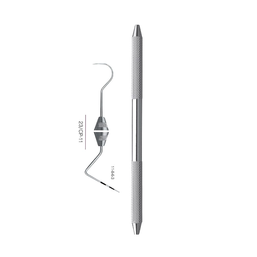 EXPROS Explorer #23 CP-11 Probes, Black markings, 11-8-6-3 mm, Handle Satin Steel – Precision Dental, Sonden