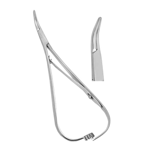 Smaha Elastomer-Ligatur-Platzierpinzette 14cm gebogen