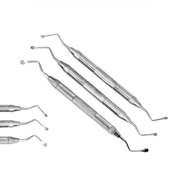Lucas Knochenlöffel Set mit 3 gezahnten Instrumenten