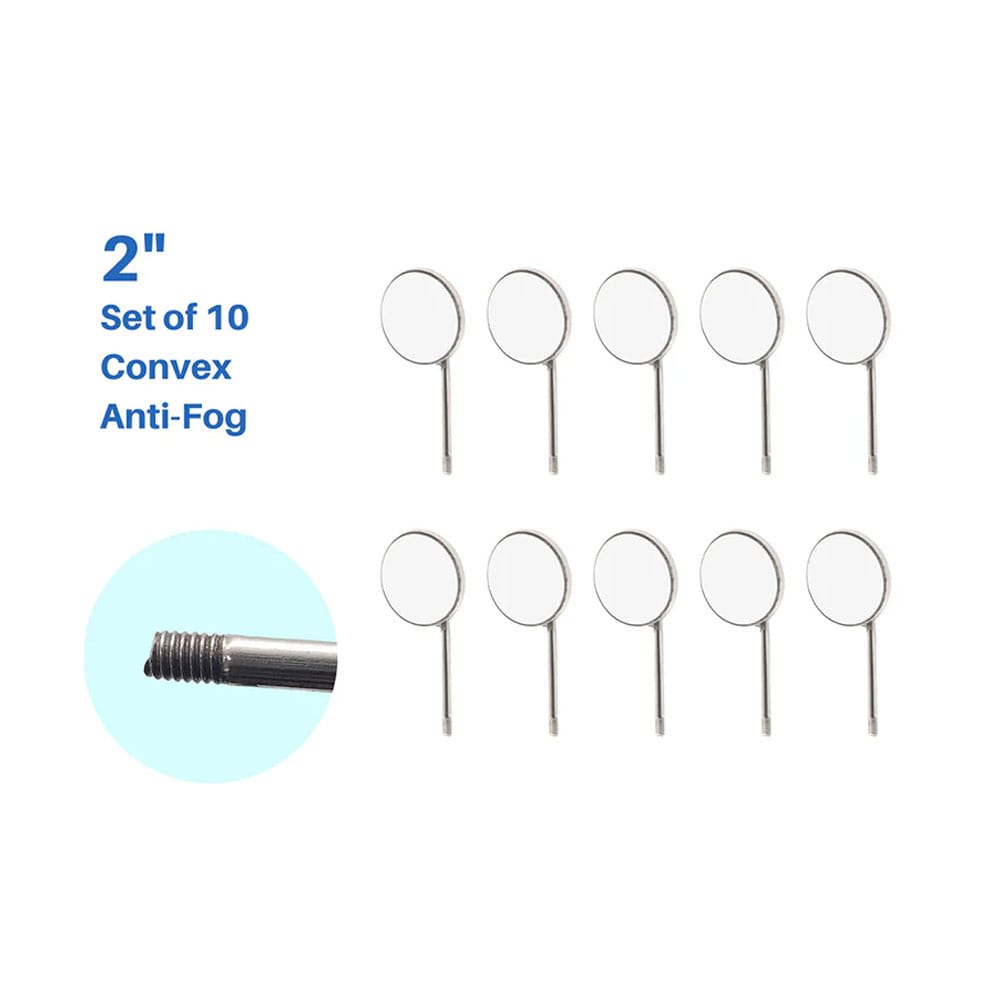 Mundspiegel-Köpfe, Frontfläche Rhodium, 12er-Set – Precision Dental, Sonden