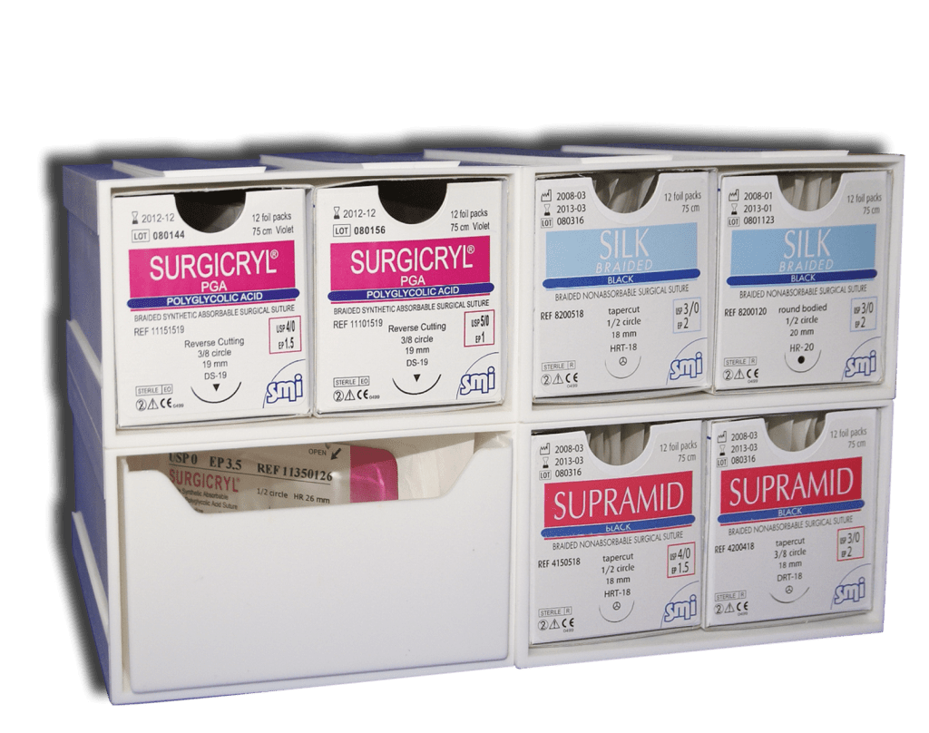 Support pour matériel de suture en pochettes – SMI SUTURES, Nahtmaterial