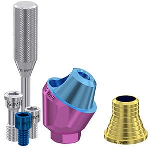 Set 30° angled multi unit abutment D-type with CAD/CAM short sleeve