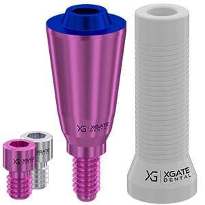 Set straight multi unit abutment V-type Conical Regular with castable sleeve