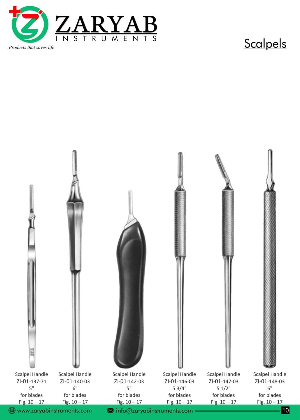Scalpels – Zaryab Instruments, Skalpelle und Zubehör