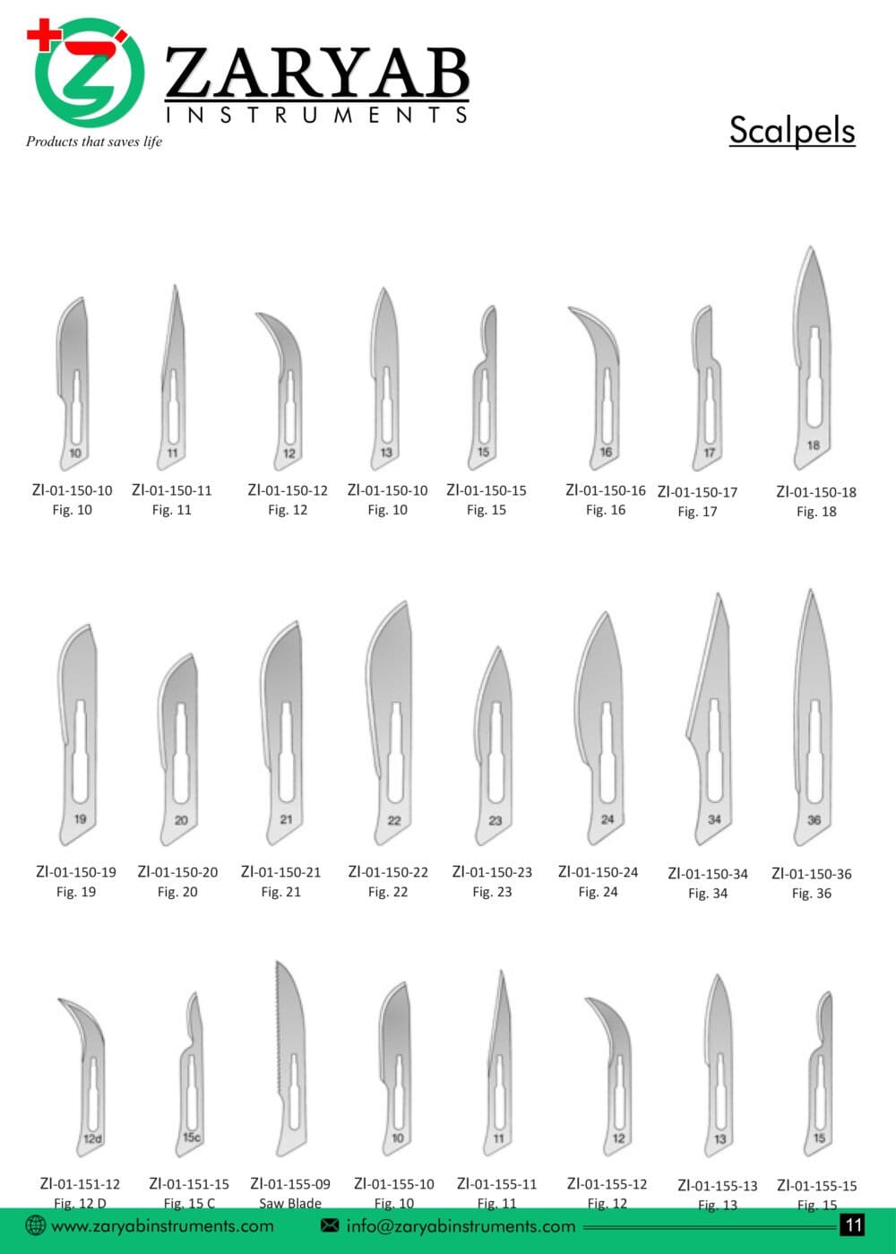 Scalpels – Zaryab Instruments, Skalpelle und Zubehör