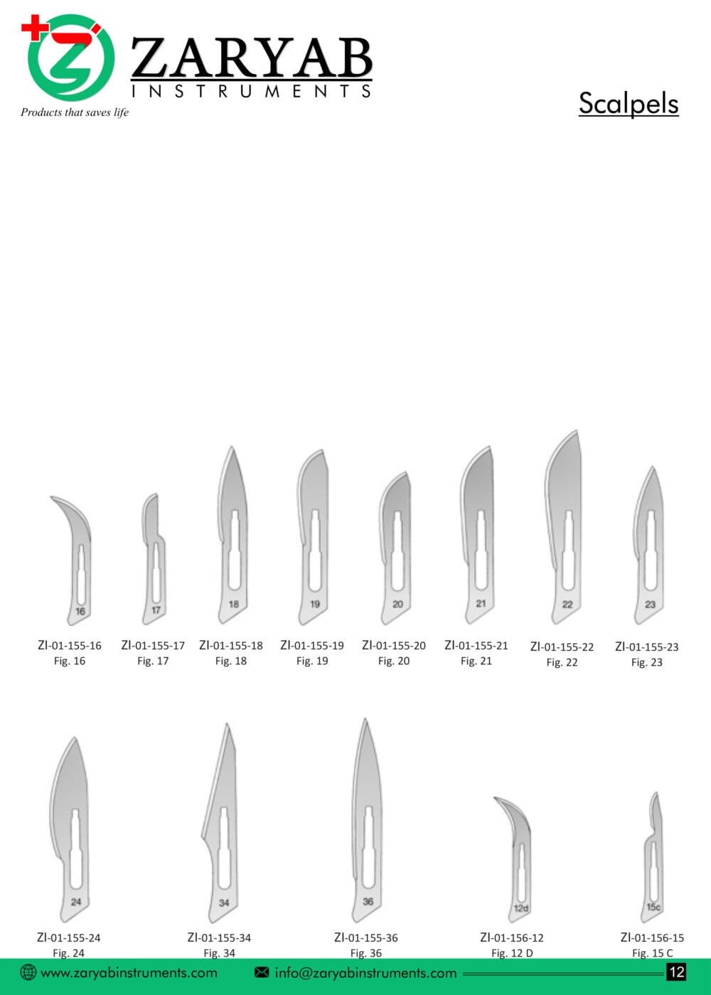 Scalpels – Zaryab Instruments, Skalpelle und Zubehör