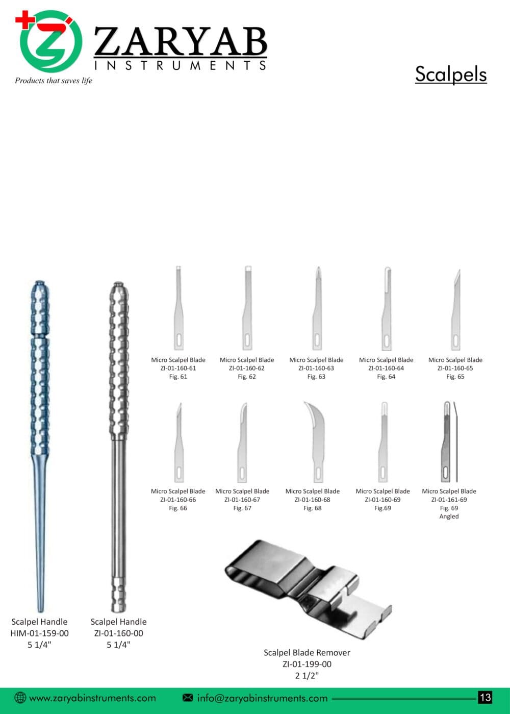 Scalpels – Zaryab Instruments, Skalpelle und Zubehör