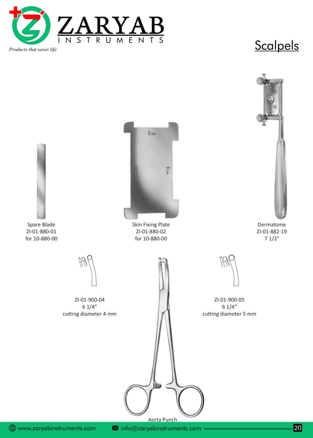 Scalpels – Zaryab Instruments, Skalpelle und Zubehör