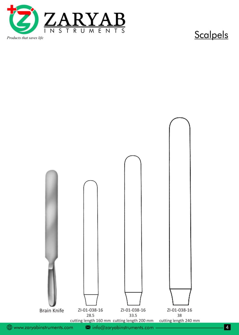 Scalpels – Zaryab Instruments, Skalpelle und Zubehör