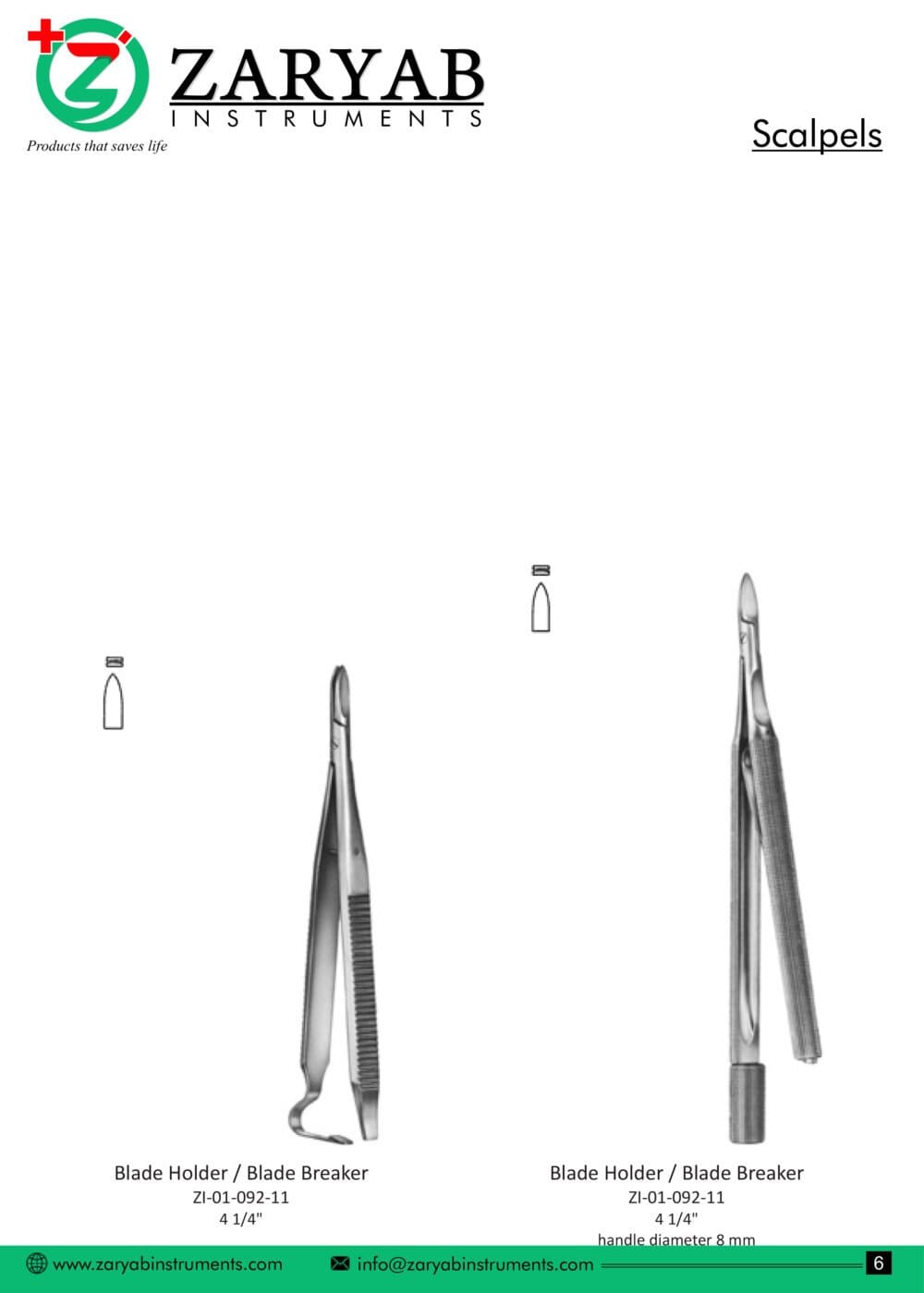 Scalpels – Zaryab Instruments, Skalpelle und Zubehör
