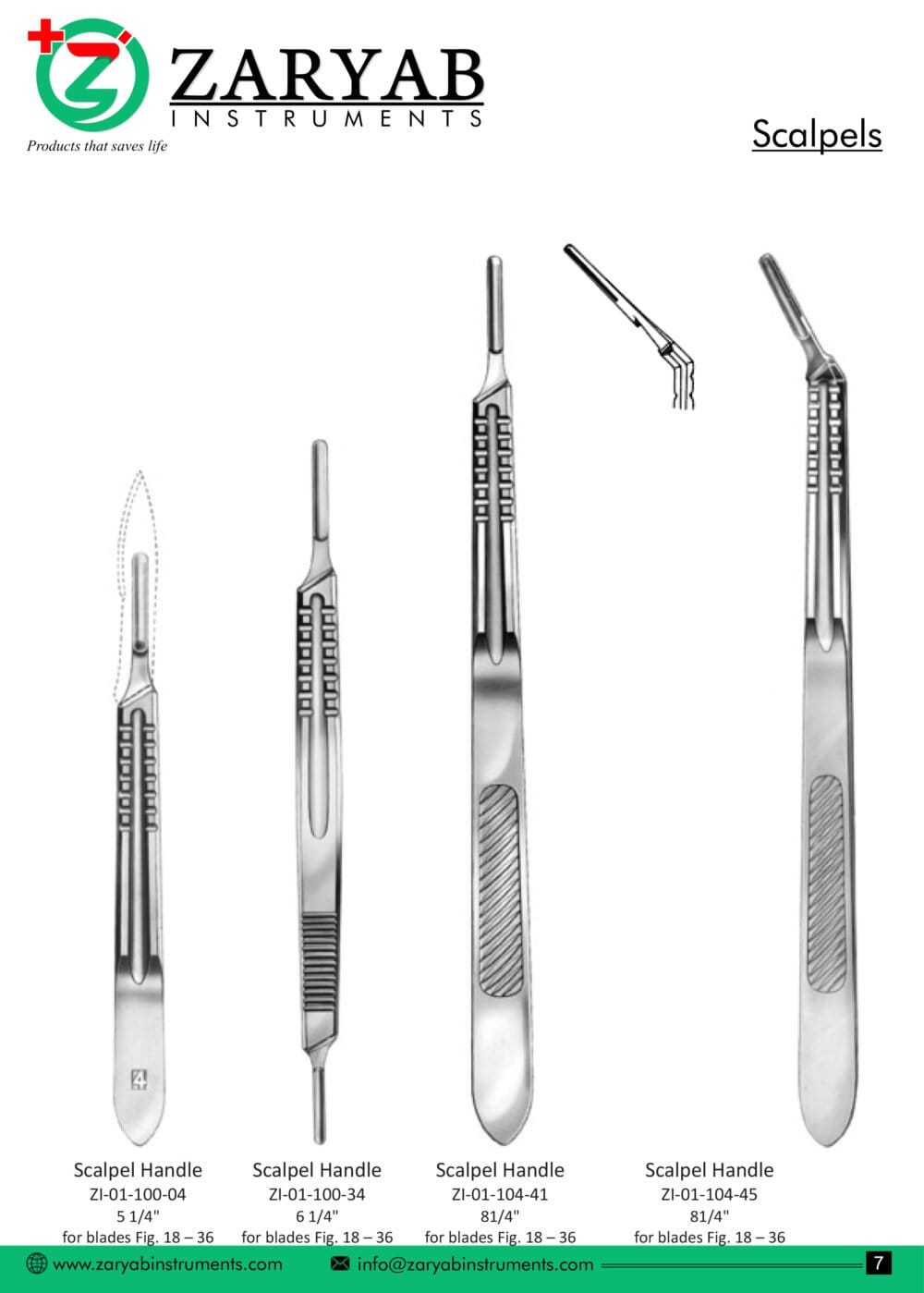Scalpels – Zaryab Instruments, Skalpelle und Zubehör